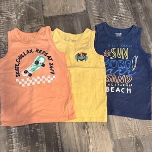 Garanimals Peach, Yellow & Navy Graphic Tank Top Set
